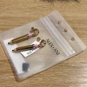 Alex and Ani Gold and Pink Pencil Earrings